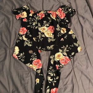 Convertible floral tie crop top